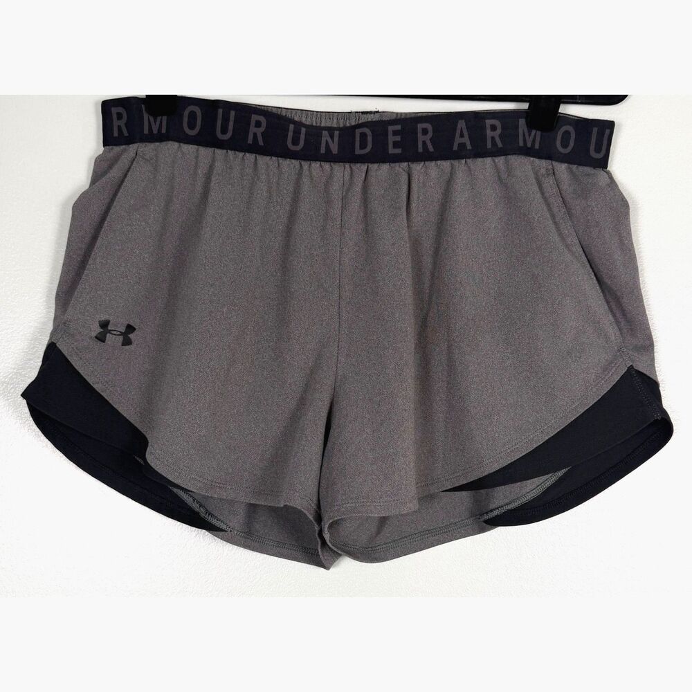 Under Armour Womens XL Shorts Gray Black Athletic Running Gym Pockets